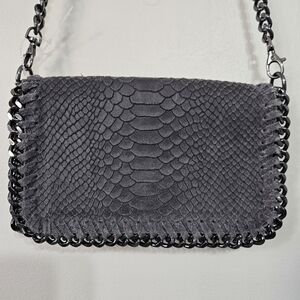 Borse In Pelle Italian Designer Leather Chain Strap Crossbody Bag Gray